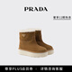 PRADA/Prada Gift Women's Metal Logo Decorated Suede Calf Leather Booties Boots Cinnamon 36