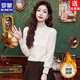 ROMON velvet thickened French lace shirt for women 2026 autumn and winter new style style inner long-sleeved shirt bottoming shirt for women apricot regular style L recommended 106-116 Jin Jin equals 0.5 kg