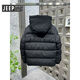 JEEP SPIRIT2025 new winter black warrior down jacket hooded thickened warm trendy bread coat loose men's and women's jacket black high quality M recommended 85-100Jin Jin equals 0.5 kg