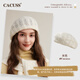 CACUSS hollow beret women's autumn crochet knitted hat with wool woolen hat showing face little painter hat beige_ gentle and temperament one size fits all (56-62cm)