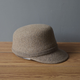 Metal M mark retro face-showing small wool equestrian hat for women in autumn and winter temperament flat top woolen British style knight hat, mocha color, one size fits all