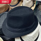 Manlin head hat for men, middle-aged and elderly, middle-aged, small gray woolen British jazz hat, elderly gentleman hat M (56-58cm dark gray