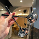 WANIOT Internet celebrity stainless steel spoon for home drinking soup and eating, long-handled Korean soup spoon, high-looking round head and deepened spoon, 3 pieces