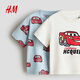 H&M 2026 new spring children's clothing baby boy 2-piece printed T-shirt 1315882 light blue/Cars 73 73/48 (6-9M)