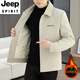 JEEP SPIRIT winter woolen jacket for men with cotton and thickening 2026 new Korean style slim fit light mature style men's woolen jacket new black 2XL suitable for 135-150Jin Jin is equal to 0.5 kg