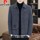 Pierre Cardin Abrigo de lana engrosado de terciopelo para hombre Chaqueta de lana corta y delgada para jóvenes de invierno Chaqueta cálida y atractiva de estilo coreano azul gris M
