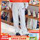 MLB sports pants 2023 autumn and winter letter contrast plus velvet sweatpants men and women same style casual pants ins gray plus velvet S