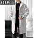 JEEP SPIRIT加绒加厚风衣男长款拼接大衣帅气男装单排扣翻领披肩冬季上衣外套 黑色 M