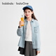 Balabala children's clothing girls' shirt children's long-sleeved 2026 new spring color cotton denim shirt lapel versatile top denim light blue 88101 150