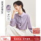 Shandubila elegant temperament, sophisticated and fashionable fluttering collared shirt women's long-sleeved chiffon shirt commuting all-match top purple M