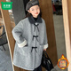 Mumuwu (mumuwu) girls' coat winter 2026 new style for big children and girls autumn and winter velvet thickened woolen children's woolen coat red QSY-9997 bow woolen coat 150