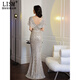LISM designer international light luxury brand silver deep fishtail evening dress noble lady light luxury dress 2026 new banquet silver S