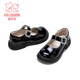 Fuluo Mi Girls' Leather Shoes 26 Spring British Style Campus Soft Sole Performance Shoes Children's Comfortable and Versatile Shoes Shadow Black 30