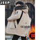 JEEP SPIRIT Winter Men's Workwear Parka Mid-Length Velvet Thickened Hooded Windbreaker Jacket Cotton Clothes White M