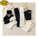 HAL.DUCK Korean style autumn and winter girls' knitted socks children's thickened warm pile socks baby over-the-knee long knee-pad thigh sleeves white fur ball + black two bars /WT906 2 pairs Socks length 40cm (suitable for 3-12 years old) One size