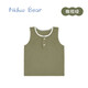 Nido Bear's new Yokosi girls' vest solid color lace top for baby girls in summer, breathable and thin, olive green 80 cm