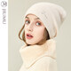 JIUMU Wool Hat Women's Autumn and Winter Pure Wool Korean Thick Warm Ear Protector Mother's Knitted Confinement Hat Light Brown One Size (Stretchable)