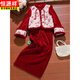 Hengyuanxiang Chinese Red Cheongsam Festive Engagement Women's Winter Clothes 2025 New Plus Velvet Thickened Two-piece Set New Chinese Style Daily Wear Padded Vest S Recommended 85-95Jin Jin equals 0.5 kg