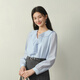S EIFINI Lyocell Fresh Ruffled Shirt 2026 Spring New Atmospheric Temperament Commuting Long-Sleeved Top Sea Ice Blue S