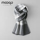 MOOQO scarf men's winter Korean style versatile striped warm scarf birthday gift gift box trendy gray rice line