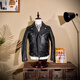 CHEVALPES international first-line brand classic retro motorcycle cable pull top layer cowhide motorcycle leather jacket men's short jacket khaki Italian cowhide S