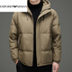 EMPORIO ARMANI Armani 2025, новый пуховик, мужская зимняя куртка с капюшоном, утолщенный белый утиный пух, красивый корейский вариант, модная защита бренда, цвет хаки XL