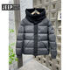 JEEP SPIRIT2025 new winter black warrior down jacket hooded thickened warm trendy bread coat loose men's and women's jacket black high quality M recommended 85-100Jin Jin equals 0.5 kg