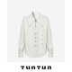TUNTUN Autumn and Winter Moon White Shirt White Velvet Shirt Women's Light Luxury High-Quality Crisp Satin White Shirt Cream White (Fleet) Ready in Stock S (Brochure Not Included)
