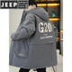 JEEP SPIRIT Windbreaker Jacket Men's Medium Long Cotton Clothes Autumn and Winter Plus Velvet Thickened Jacket Jacket Jacket 320 Black Plus Velvet Plus Thick Jacket XL Weight 120-140Jin Jin is equal to 0.5 kg