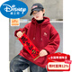 Disney Boys Red Sweatshirt Autumn and Winter New Children's Zodiac New Year Year of the Horse Thickened Winter Velvet New Year's Eve Clothing New Year Cotton Jacket Style Red Velvet Thickened 130 cm