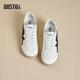 Dusto Dadong Forrest Gump shoes women's shoes spring new flat low heel lace round toe material collage C7576 white black 37