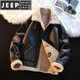 JEEP SPIRIT piel todo en uno chaqueta de cuero engrosada de terciopelo de invierno para hombre chaqueta corta de motocicleta chaqueta de algodón para hombre negro de alta calidad L