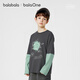 BalaOne children's clothing children's long-sleeved T-shirt boys 2026 spring new fake two-piece top dark gray 20911 160