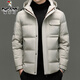 啄木鸟90白鸭绒羽绒服男士冬季加厚中年商务休闲保暖抗寒连帽面包服外套 98866黑色 M 170