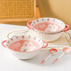 Tuojin cute ceramic double-eared soup bowl, large snail noodle bowl, large bowl, children's instant noodle bowl, personal rice bowl and dish set, exquisite gift box for 6 people, 27-piece set