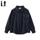 Izzue i.t denim shirt for boys and girls, new autumn solid color jacket, versatile shirt, trendy denim blue