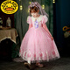 G.duck Elsa Princess Dress Girls Spring Autumn Winter 2025 New Long Sleeve Cute Birthday Puffy Mesh Midi Dress Q22209 Pink Single Skirt + Veil Velvet Fabric 110 110cm (Suitable for Height 100-110cm)