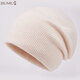 JIUMU Wool Hat Women's Autumn and Winter Pure Wool Korean Thick Warm Ear Protector Mother's Knitted Confinement Hat Light Brown One Size (Stretchable)