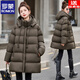 ROMON High-end Puff Hooded Down Jacket Women's Mid-Length 2025 Winter New Style Covering Buttocks, Western Style Thickened Warm Jacket, Black M