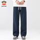 Big mouth monkey (paul frank) American retro casual pants men's 2025 winter new loose straight slim sports versatile and comfortable long pants navy blue official authentic XL recommended 130-145Jin Jin equals 0.5 kg