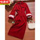 Hengyuanxiang Chinese Red Cheongsam Festive Engagement Women's Winter Clothes 2025 New Plus Velvet Thickened Two-piece Set New Chinese Style Daily Wear Padded Vest S Recommended 85-95Jin Jin equals 0.5 kg