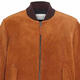 COACH SS Colorblock Suede Zip Leather Jacket Men's Orange Orange S