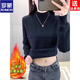 ROMON brand women's all-in-one velvet thickened bottoming sweater for women 26 autumn and winter new half turtleneck women's thermal top black high quality quality assurance M recommended weight 106Jin Jin equals 0.5kg -120Jin Jin equals 0.5kg
