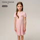 Teenie Weenie Kids 26 years new girls college woolen lapel short-sleeved dress pink 140cm
