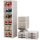 Wenli Folding Shoe Box Installation-free Transparent Storage Box Shoes All-in-One Shoe Cabinet Shoe Rack Sneaker Artifact Double Row Double Door-9 Layers-18 Pairs of Shoes With Boot Box_Magnetic Opening_Lid 33.5x26.5x55.5cm