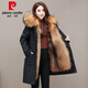皮尔卡丹（pierre cardin）高档派克服女貂可拆卸内胆2025新款冬仿狐狸毛中长款皮草外套大衣 中款黑壳黄色内胆 加厚75厘米 M90-105斤