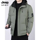 JEEP SPIRIT2025 new winter men's down imitation silk cotton coat thickened warm hooded coat cold-resistant imitation silk cotton coat casual light brown 3XL