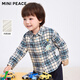MiniPeace counter same style PEACEBIRD children's clothing toddler plaid shirt autumn and winter boys casual top bright blue 90