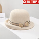 Top Hat Women's Bow Sun Hat Women's Spring, Autumn and Summer Travel Small Brim Rolled Top Hat Breathable Thin Basin Hat Sun Protection Beige Adjustable (54-59cm)