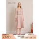 OBBLIGATO Autumn and Winter Smoke Gray Pink Shoulder Pads Square Collar Covered Button Short Jacket Single Skirt Smoke Pink M
